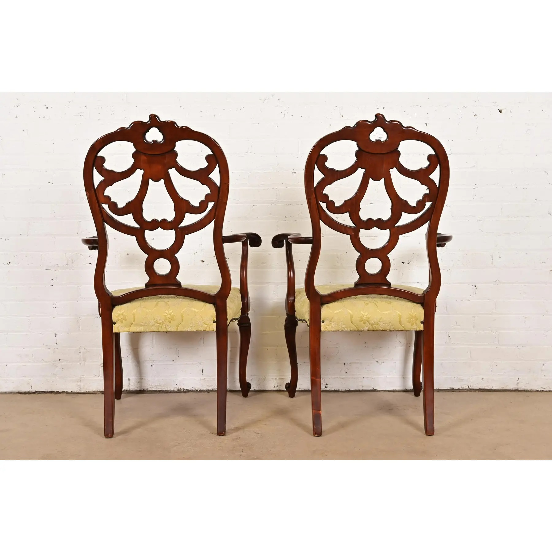 Romweber Antique French Provincial Louis XV Carved Walnut Armchairs, Pair - Image 10