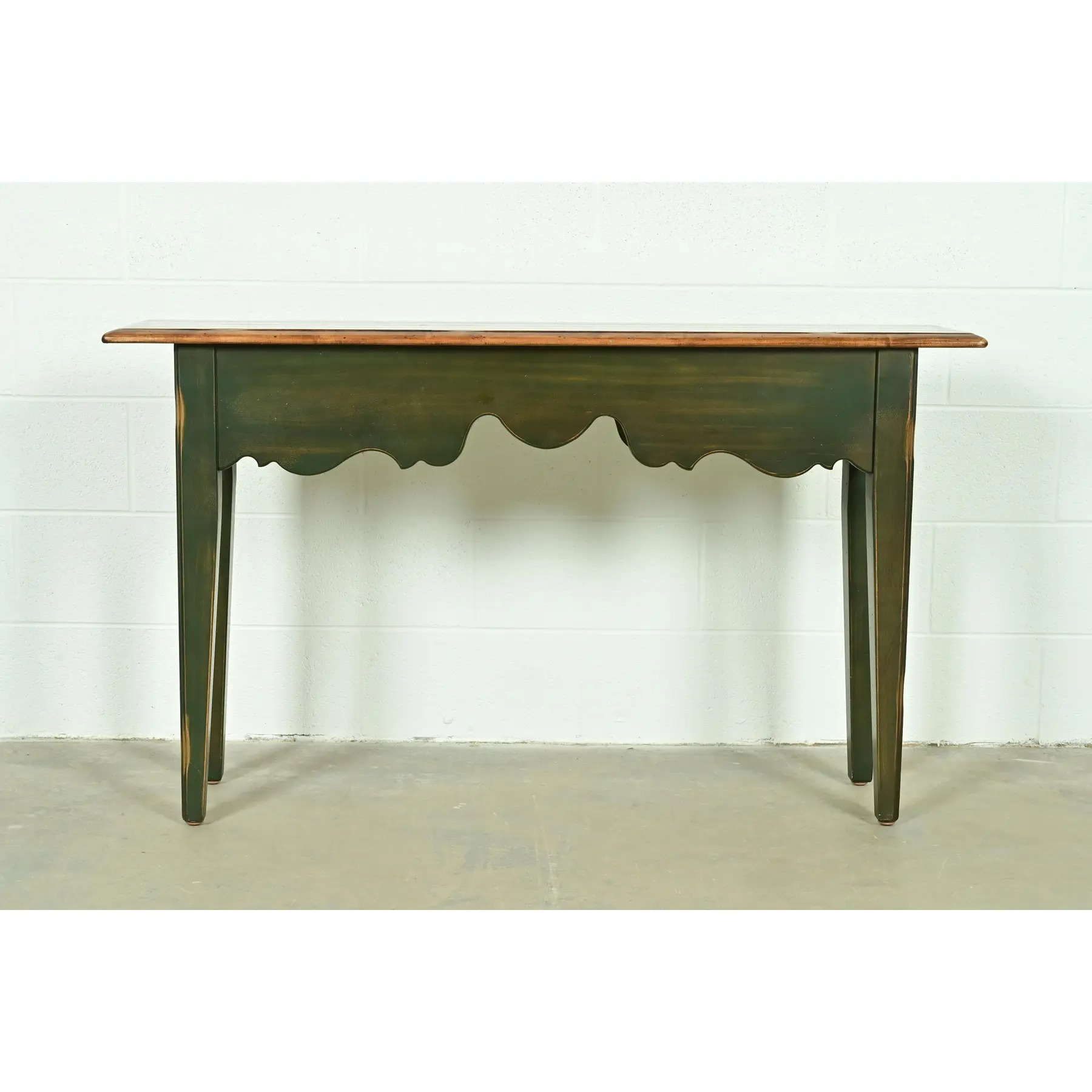 French Country Green Painted Maple Console Table or Entry Table by Virginia House - Image 11