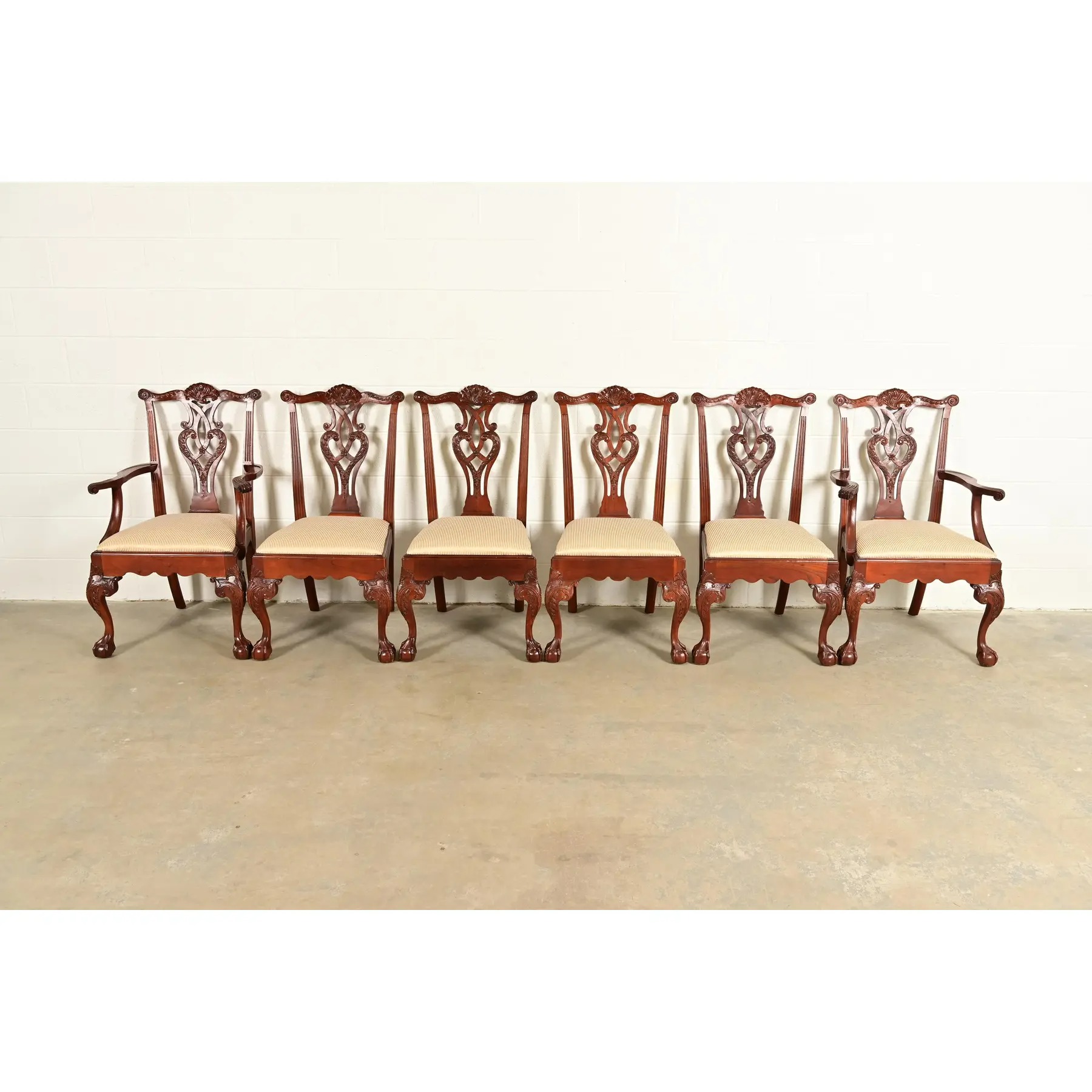 Baker Furniture Chippendale Carved Mahogany Dining Chairs, Set of Six - Image 3