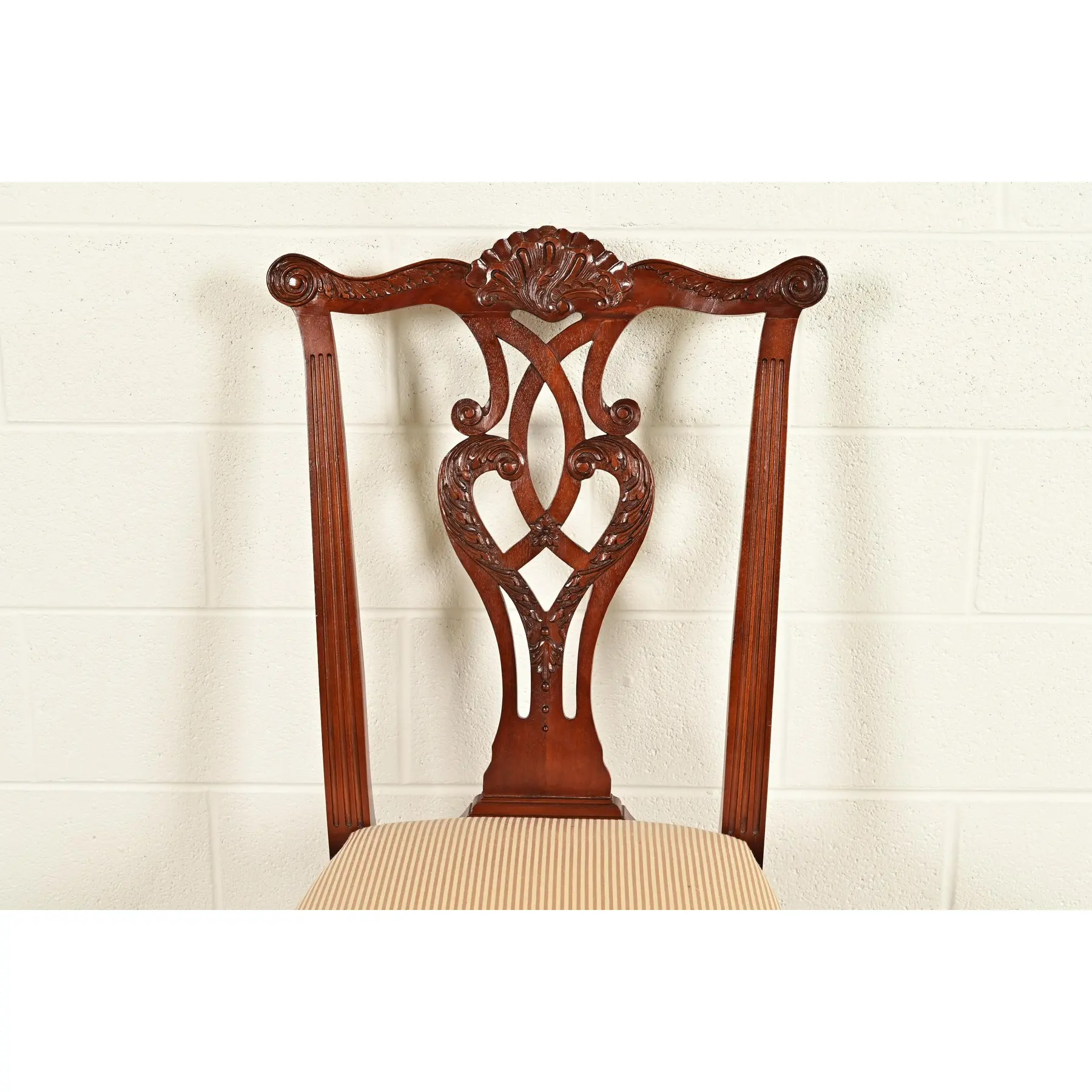 Baker Furniture Chippendale Carved Mahogany Side Chairs or Dining Chairs, Pair - Image 6