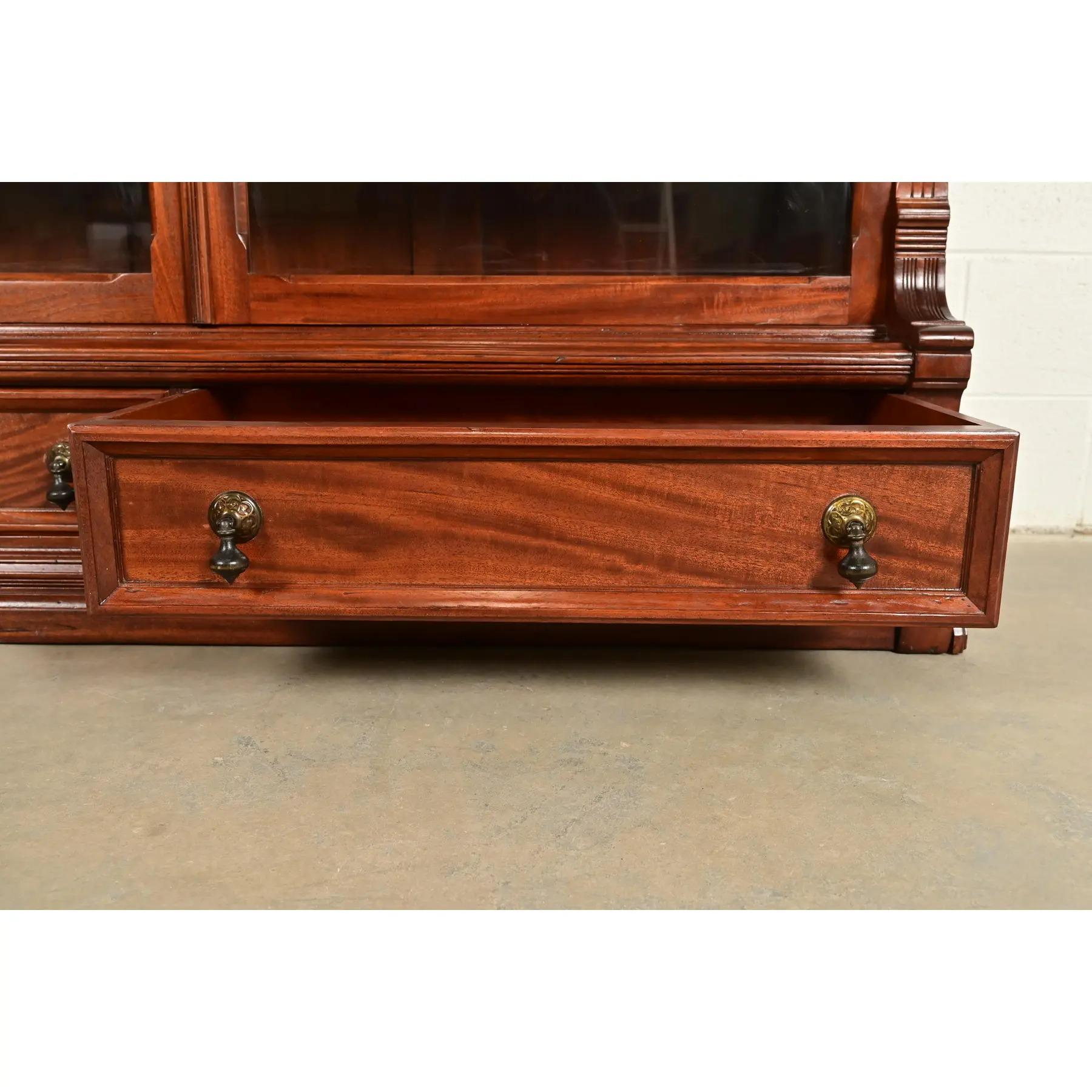Herter Brothers Style Antique Eastlake Victorian Carved Mahogany Bookcase Cabinet, Circa 1880s - Image 6