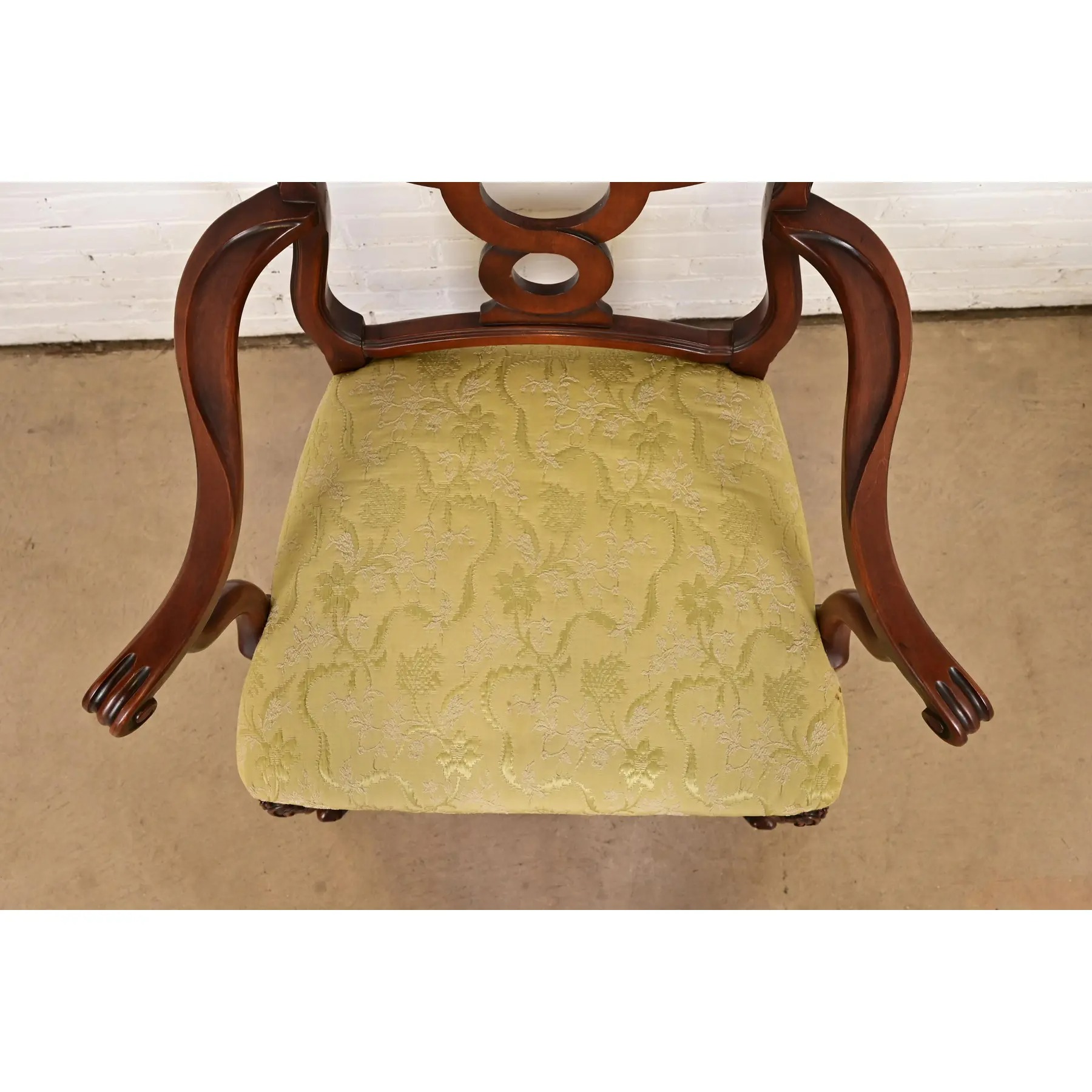 Romweber Antique French Provincial Louis XV Carved Walnut Dining Chairs, Set of Six - Image 8
