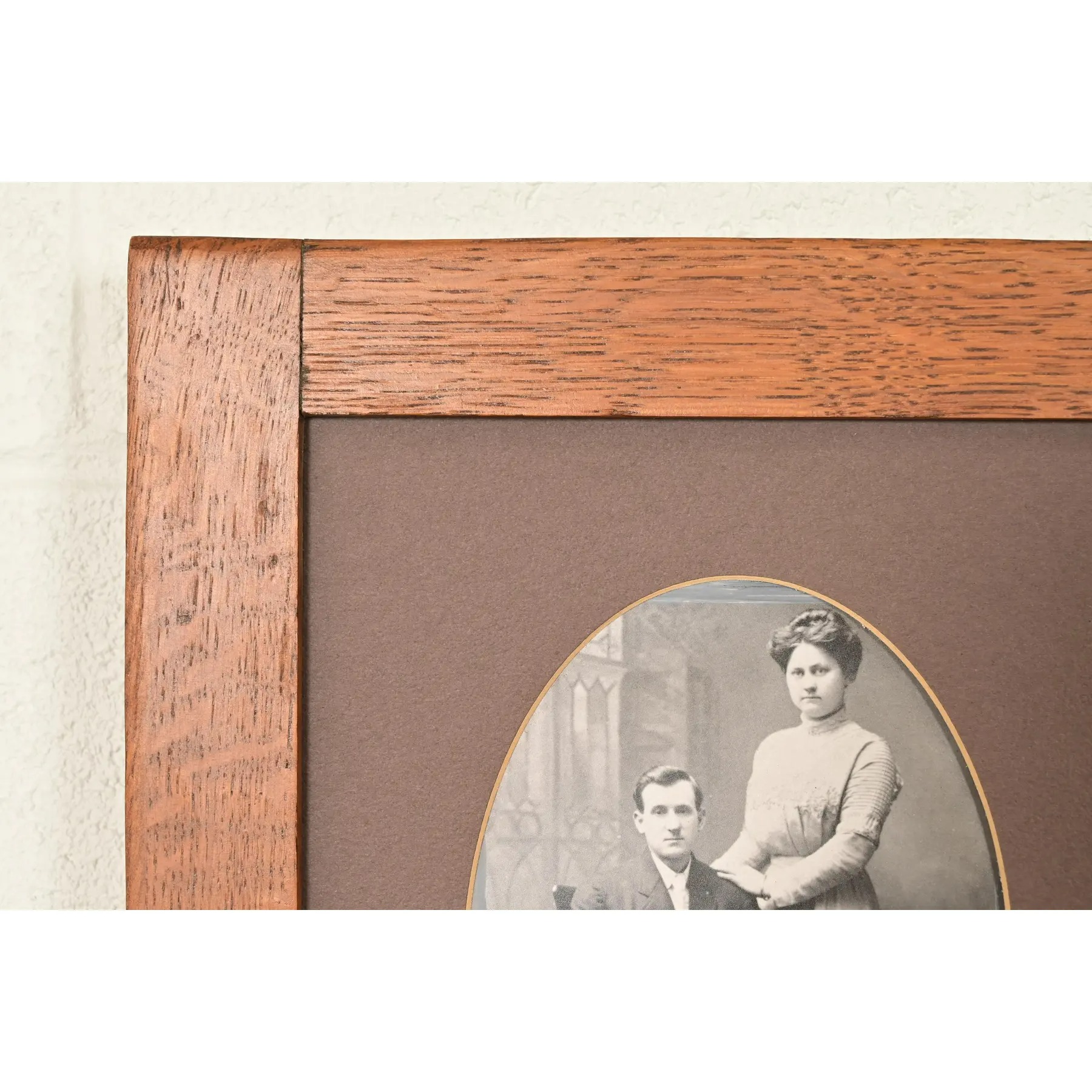 Stickley Style Antique Mission Oak Arts & Crafts Triple Picture Frame, Circa 1910 - Image 4