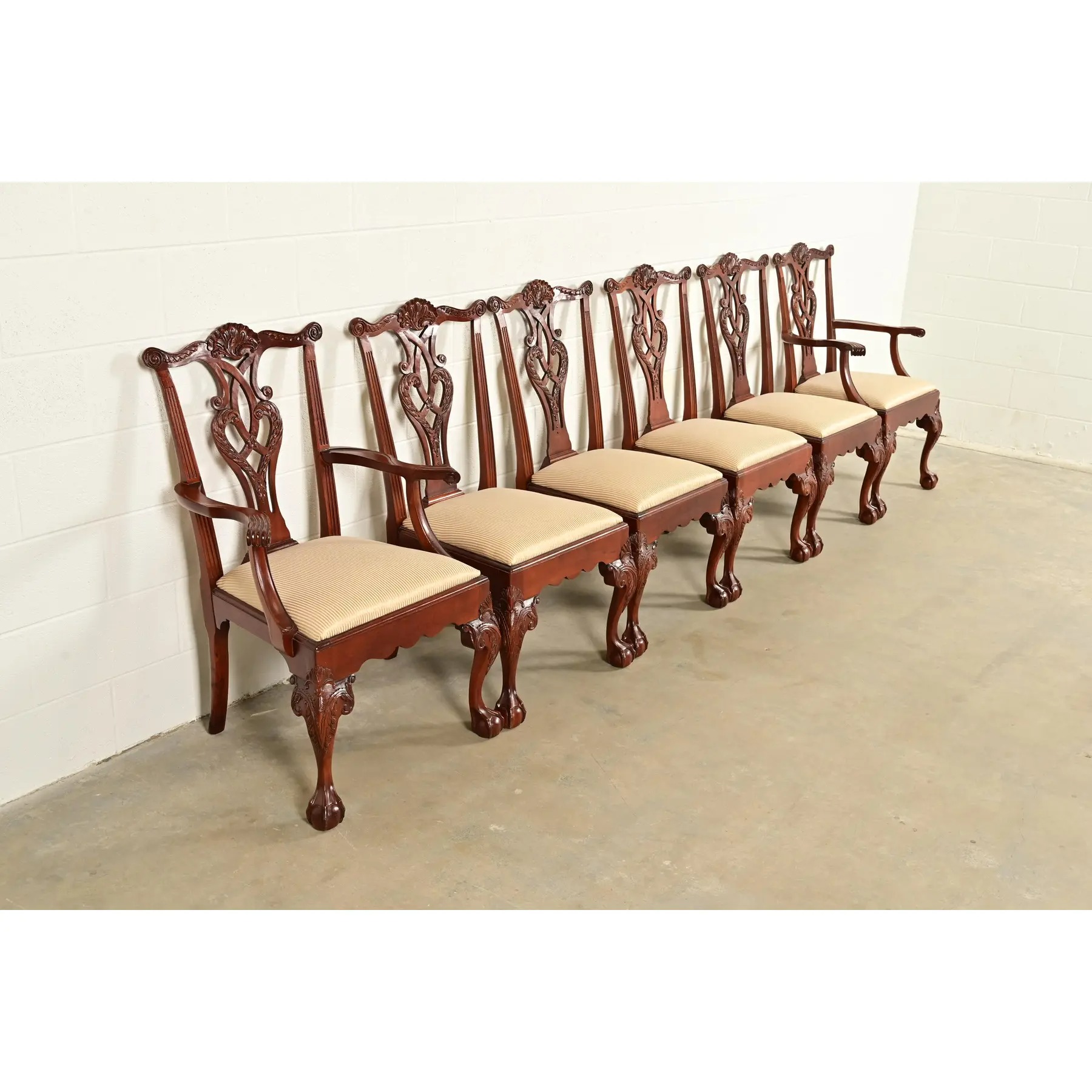Baker Furniture Chippendale Carved Mahogany Dining Chairs, Set of Six - Image 4