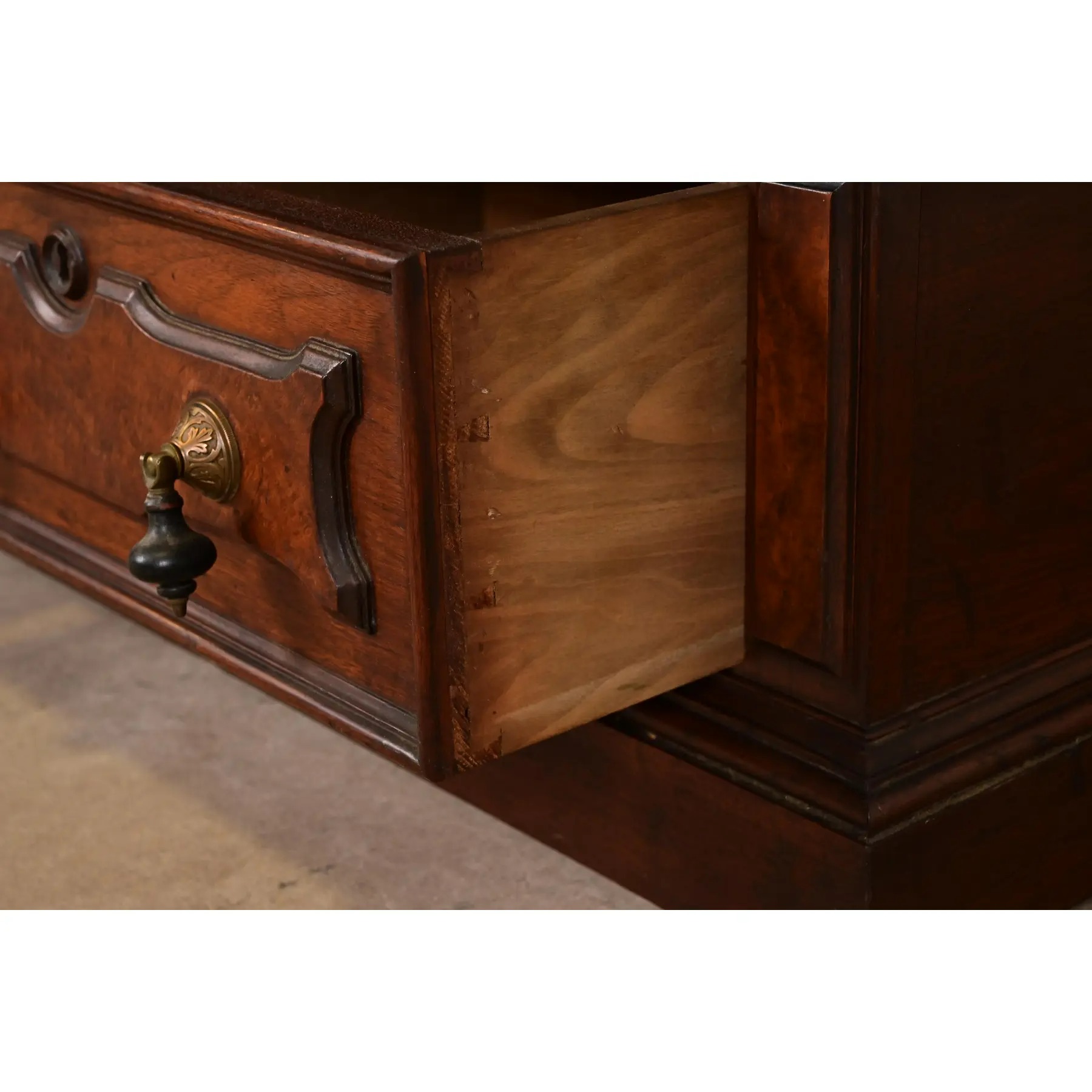 Herter Brothers Style Antique Eastlake Victorian Carved Walnut and Burl Wood Bookcase, Circa 1880s - Image 7
