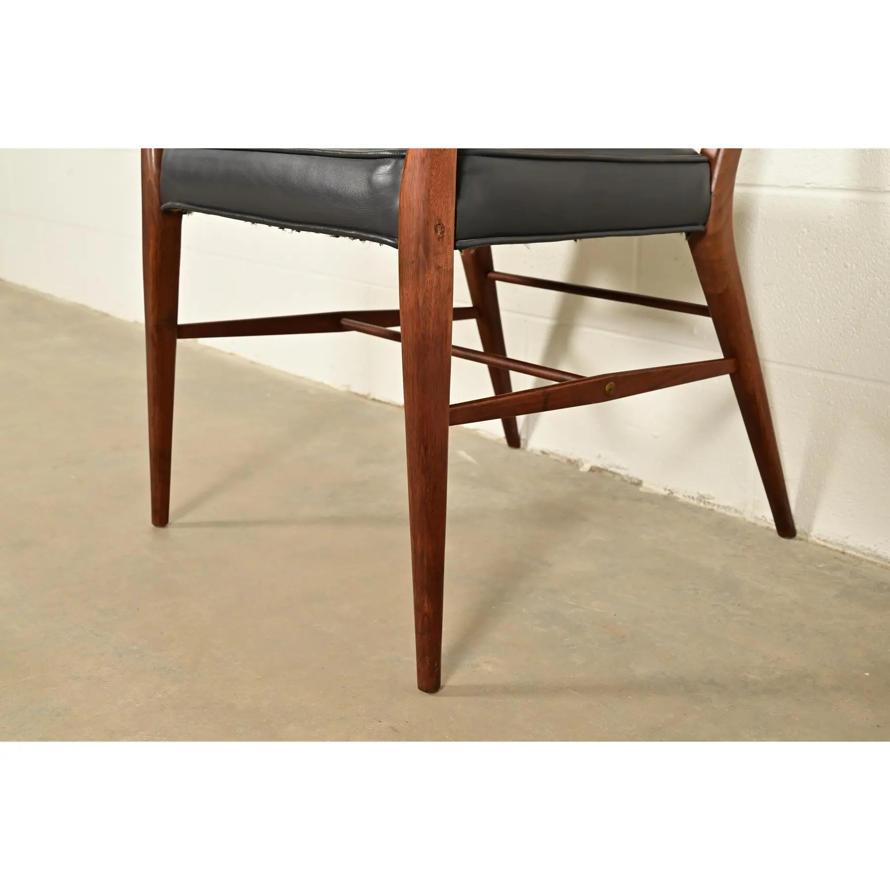 Paul McCobb for Directional Mid-Century Modern Sculpted Walnut Cane Back Armchairs, Pair - Image 10