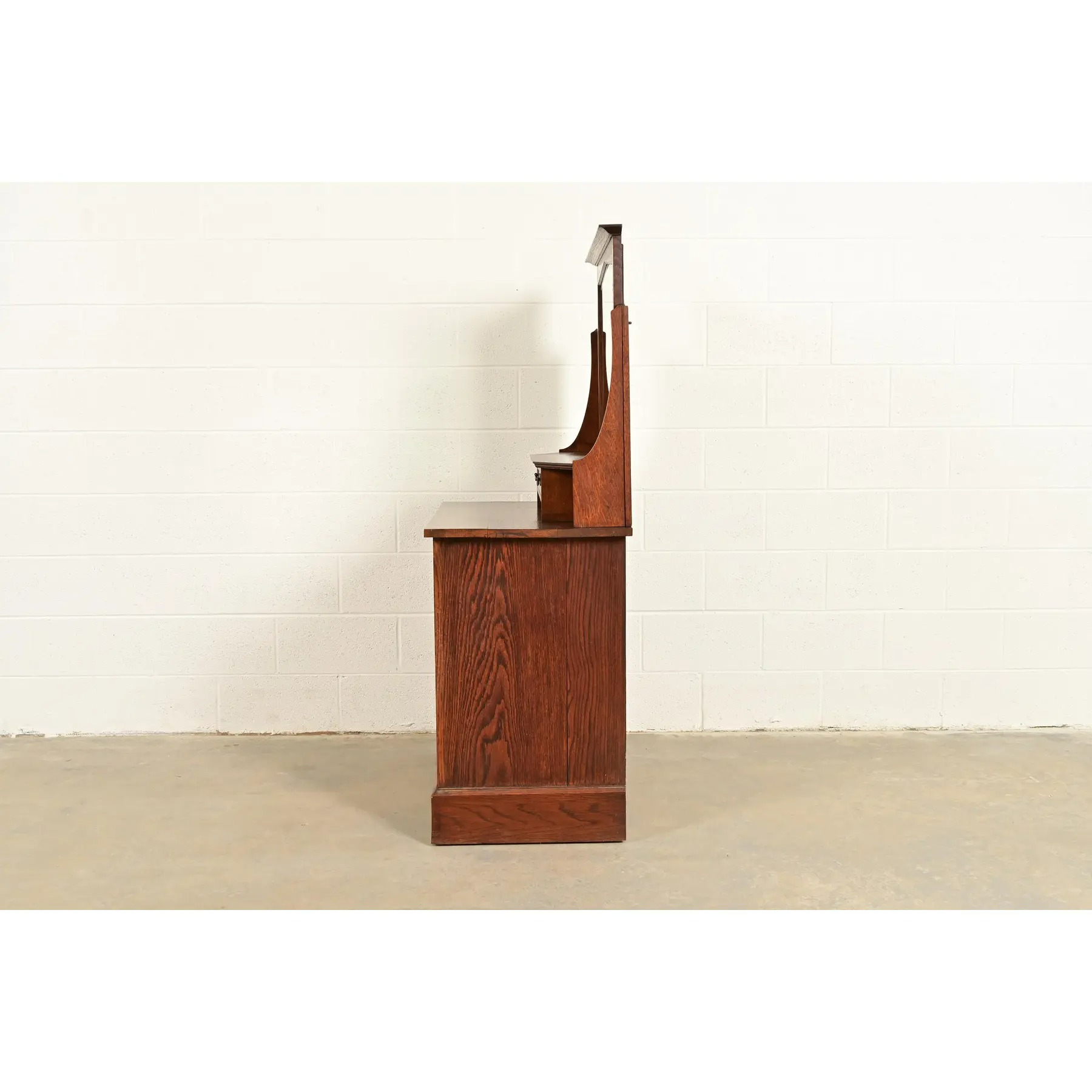 Liberty & Co. Antique English Mission Oak Arts & Crafts Vanity Dresser With Mirror, Circa 1900 - Image 11