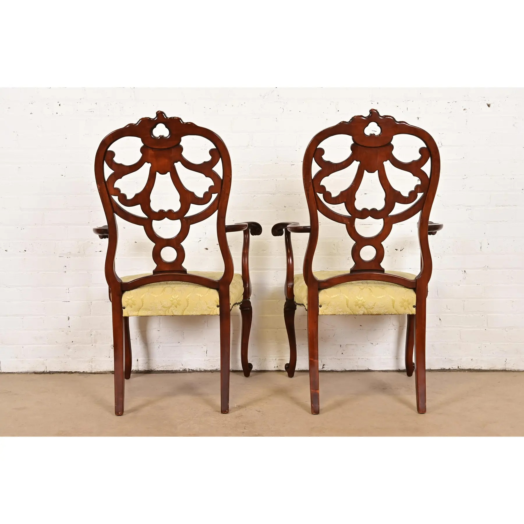 Romweber Antique French Provincial Louis XV Carved Walnut Dining Chairs, Set of Six - Image 12