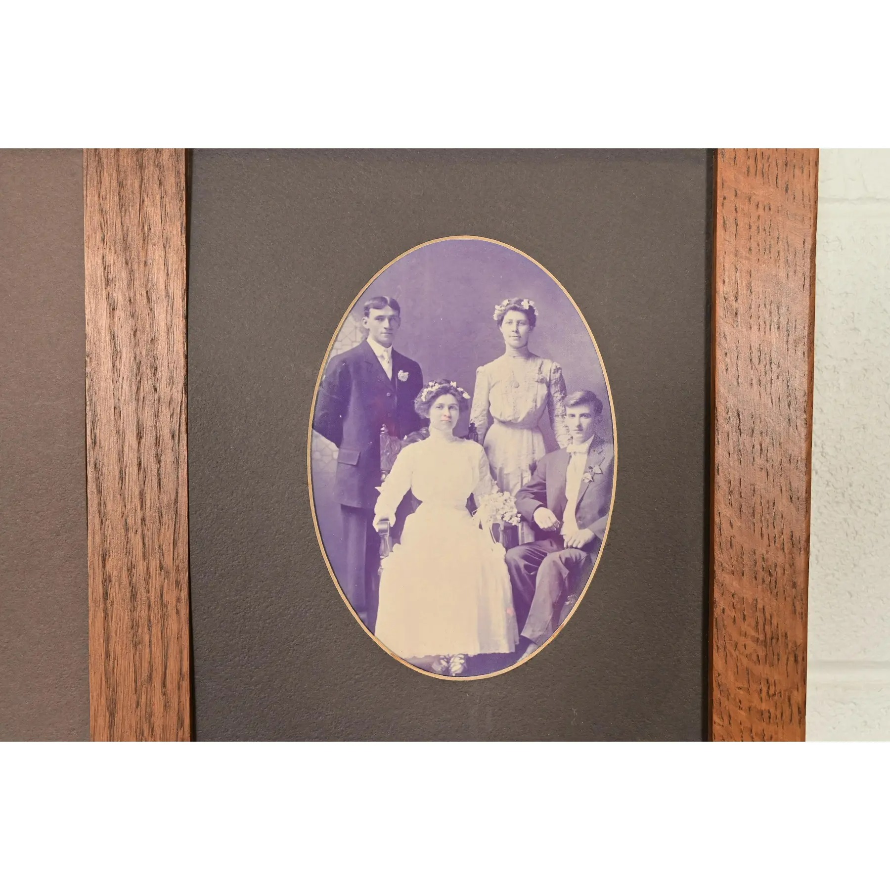 Stickley Style Antique Mission Oak Arts & Crafts Triple Picture Frame, Circa 1910 - Image 8