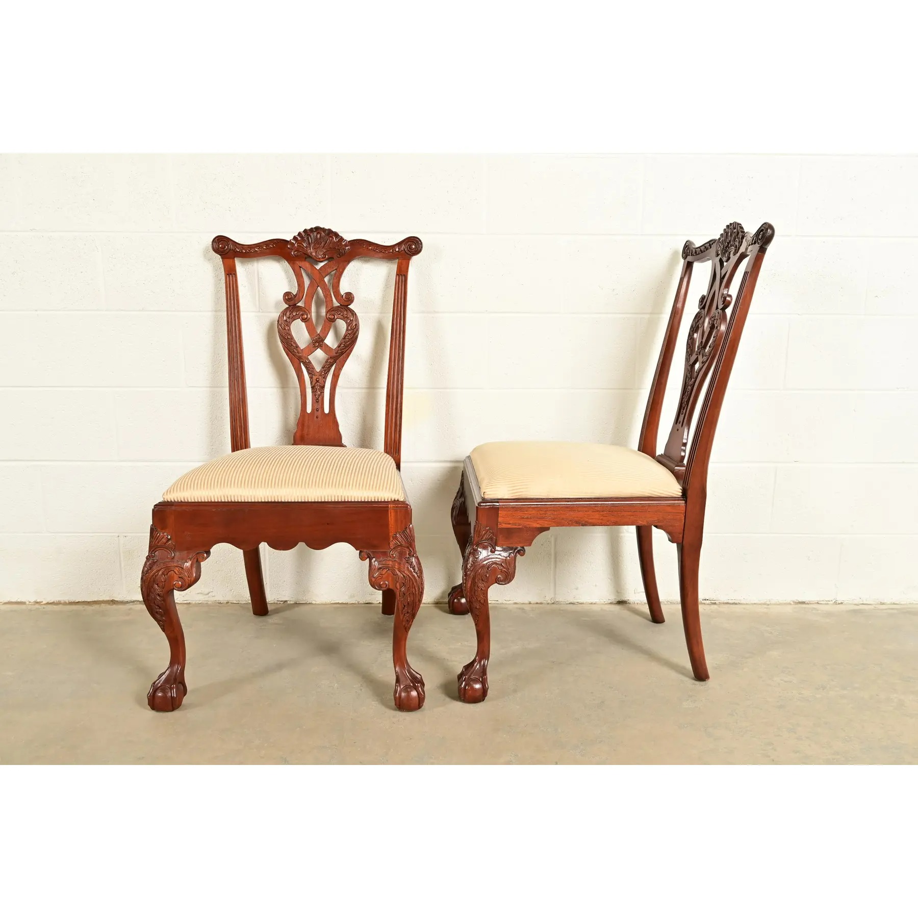 Baker Furniture Chippendale Carved Mahogany Dining Chairs, Set of Six - Image 6