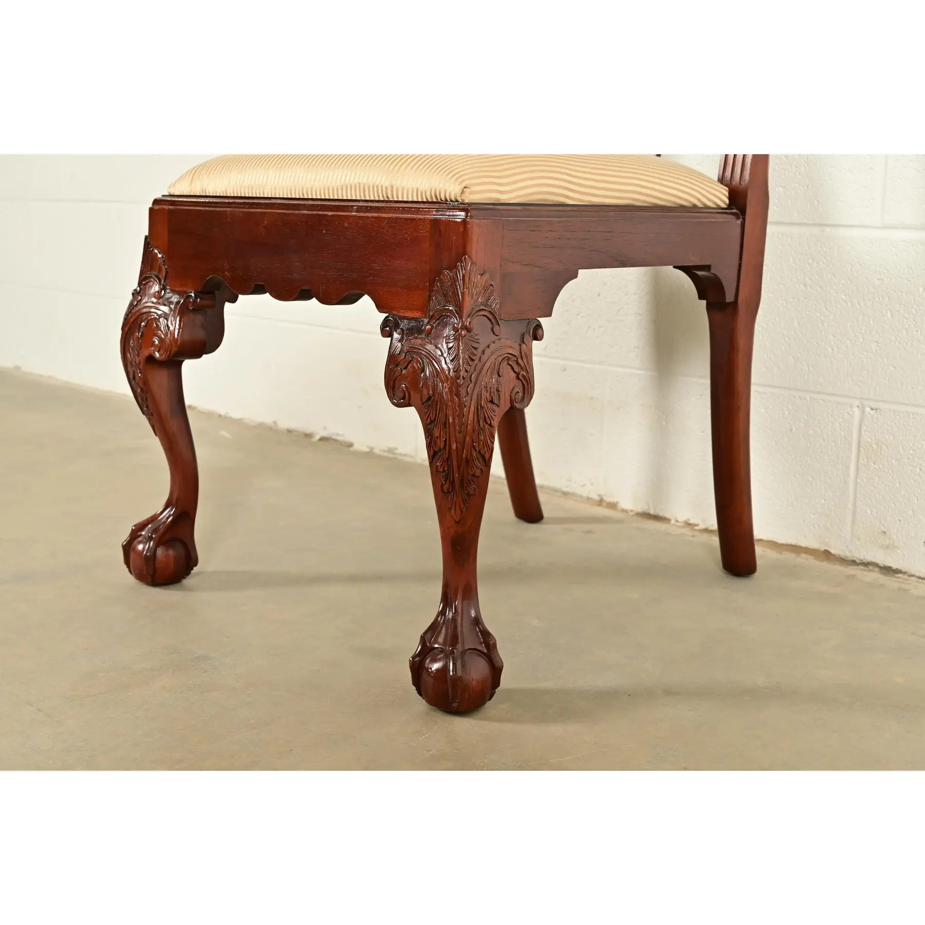 Baker Furniture Chippendale Carved Mahogany Side Chairs or Dining Chairs, Pair - Image 9