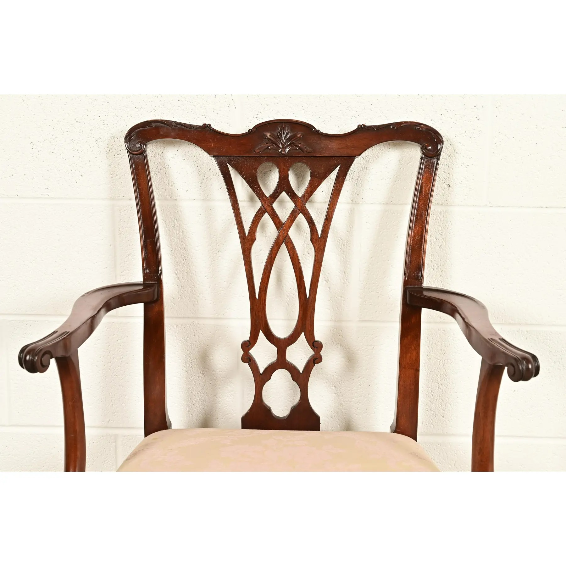 Baker Furniture Style Chippendale Carved Mahogany Armchairs, Pair - Image 6