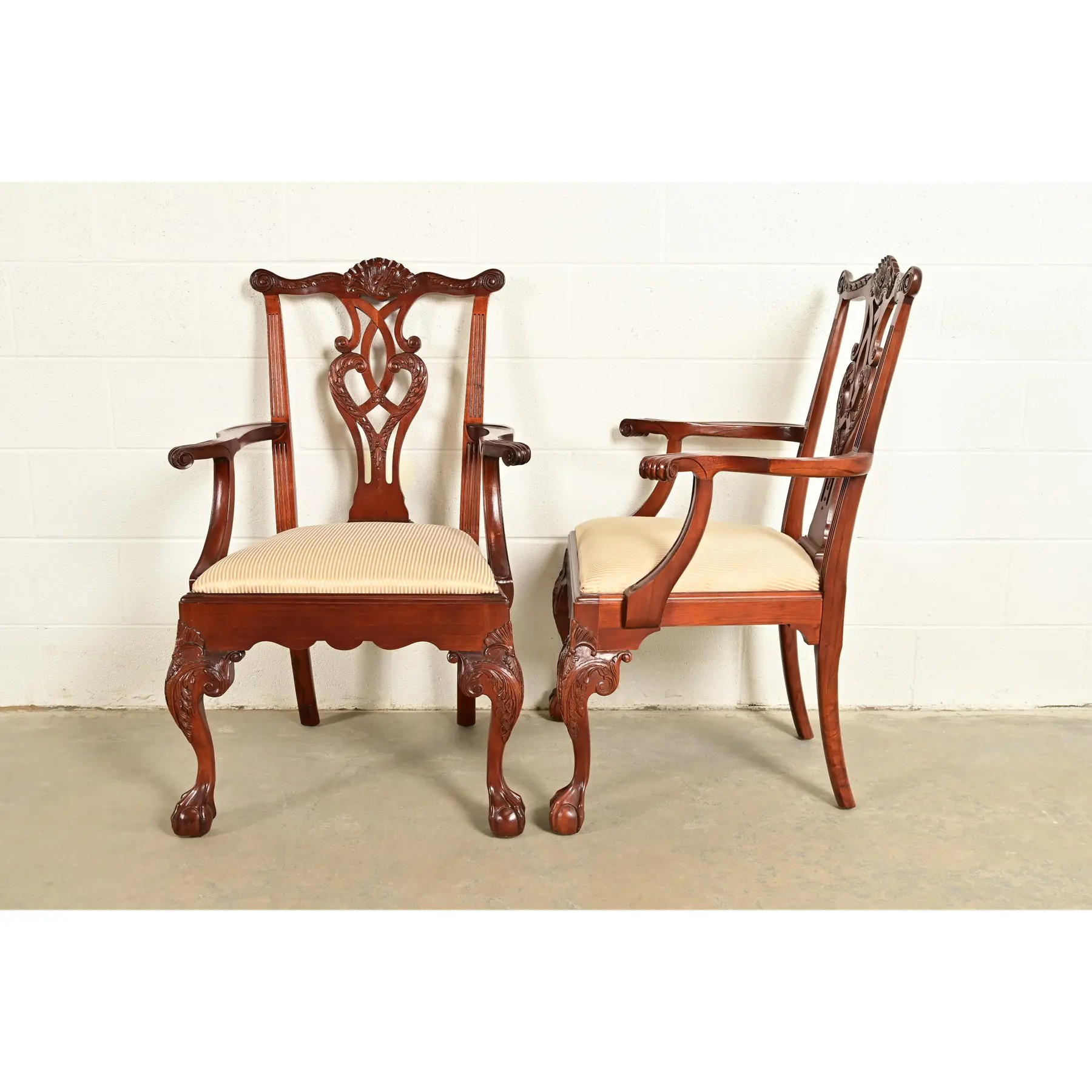 Baker Furniture Chippendale Carved Mahogany Dining Chairs, Set of Six - Image 12