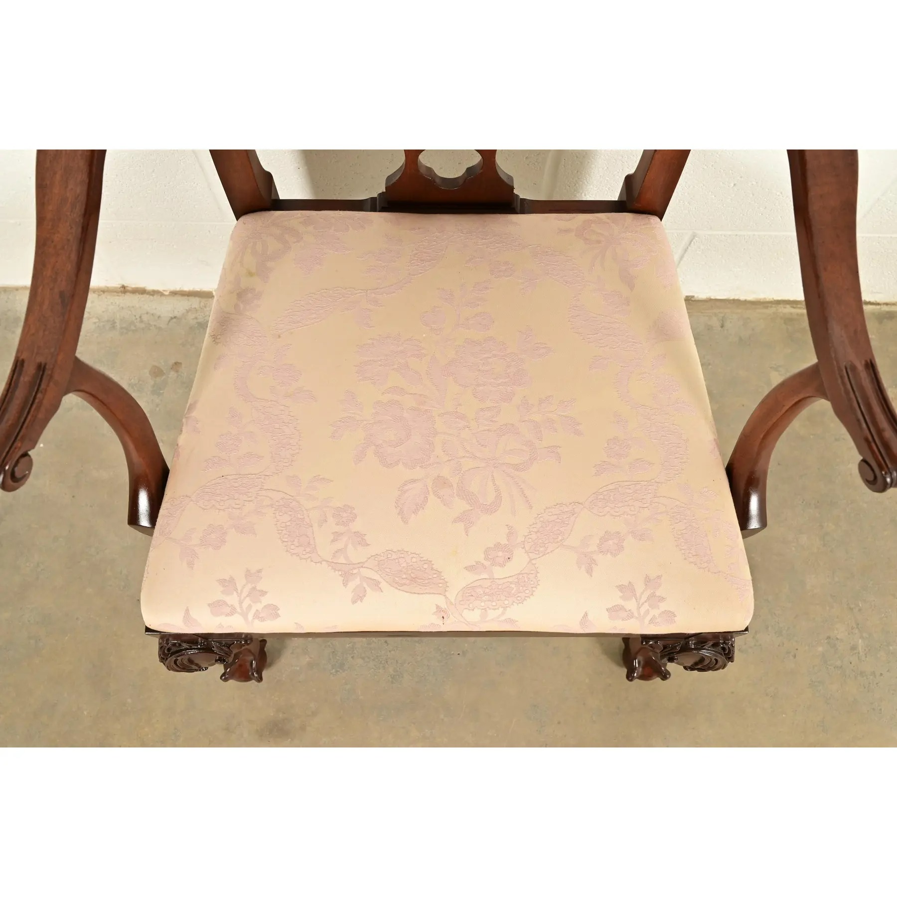 Baker Furniture Style Chippendale Carved Mahogany Armchairs, Pair - Image 7