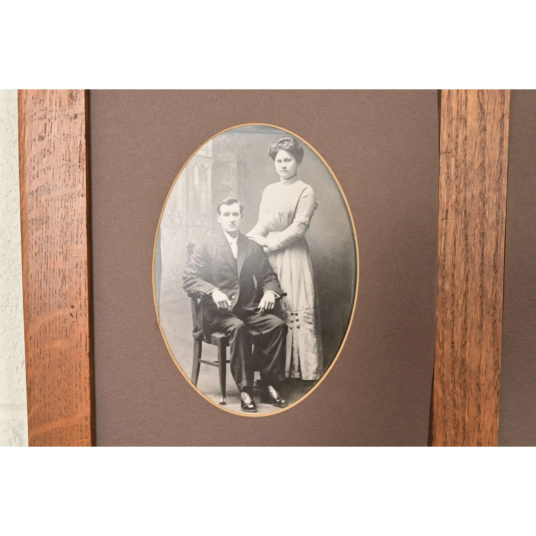 Stickley Style Antique Mission Oak Arts & Crafts Triple Picture Frame, Circa 1910 - Image 10