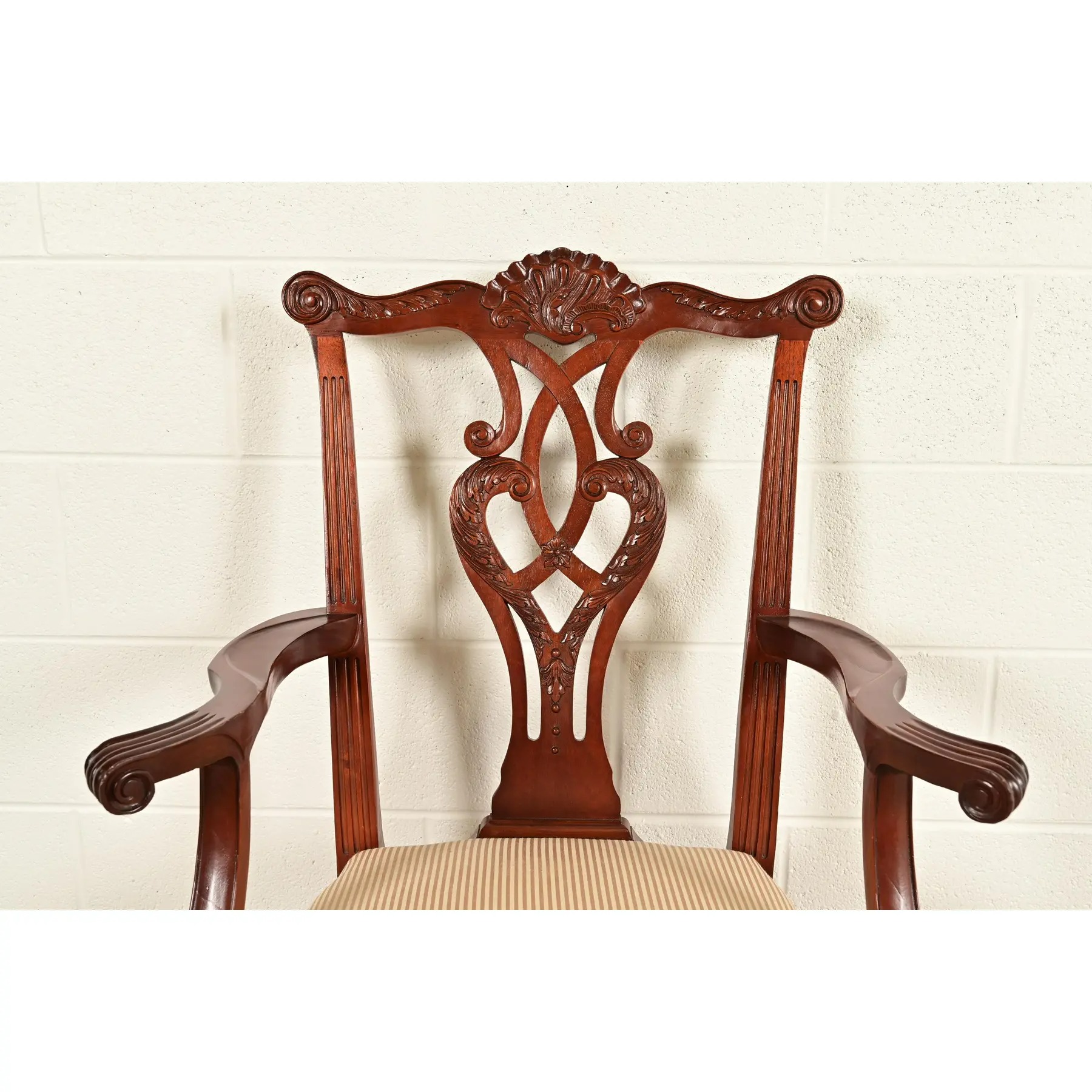 Baker Furniture Chippendale Carved Mahogany Dining Chairs, Set of Six - Image 7