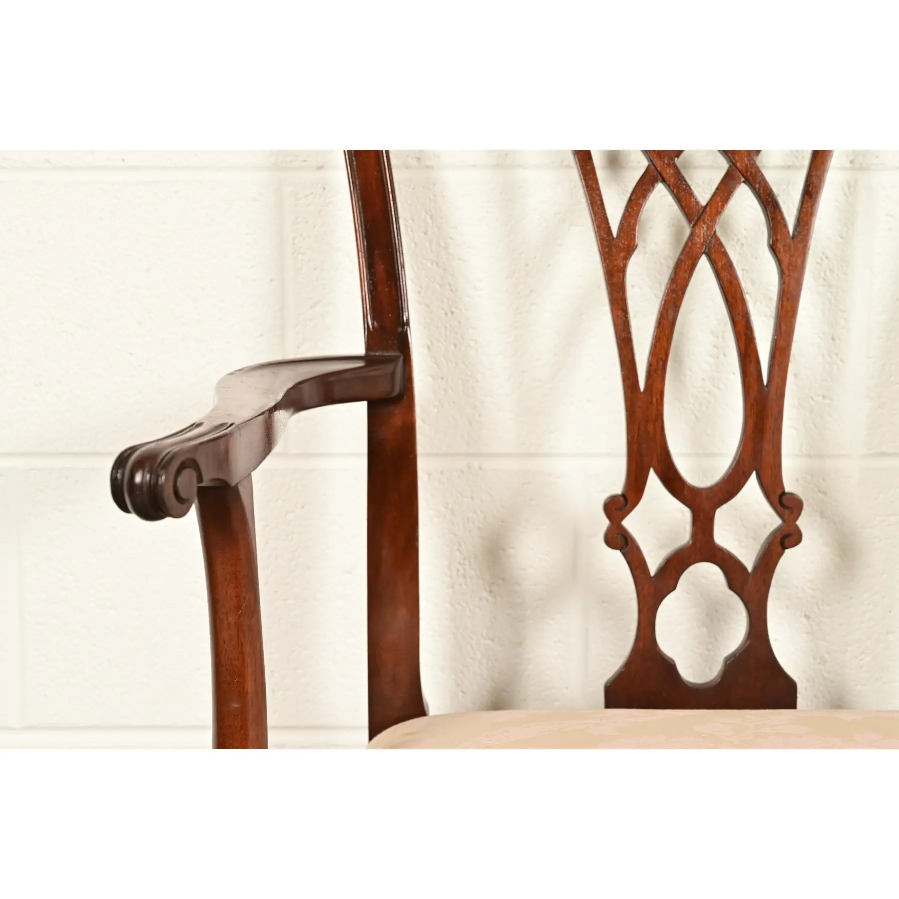 Baker Furniture Style Chippendale Carved Mahogany Armchairs, Pair - Image 9