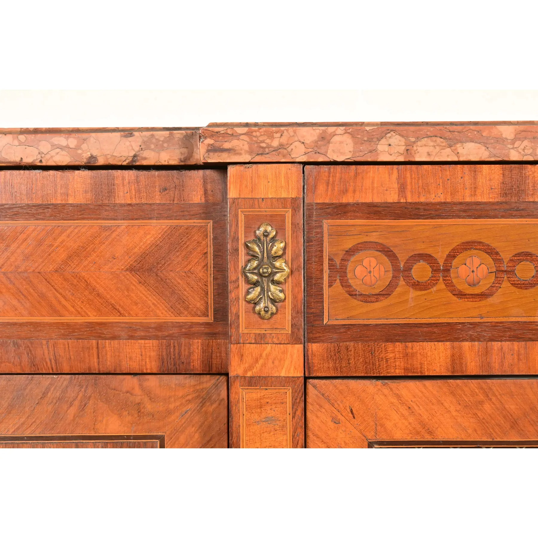 Paul Sormani Style Antique French Regency Louis XVI Kingwood Inlaid Marquetry Armoire or Bookcase Cabinet With Mounted Bronze Ormolu, Circa 1880s - Image 8