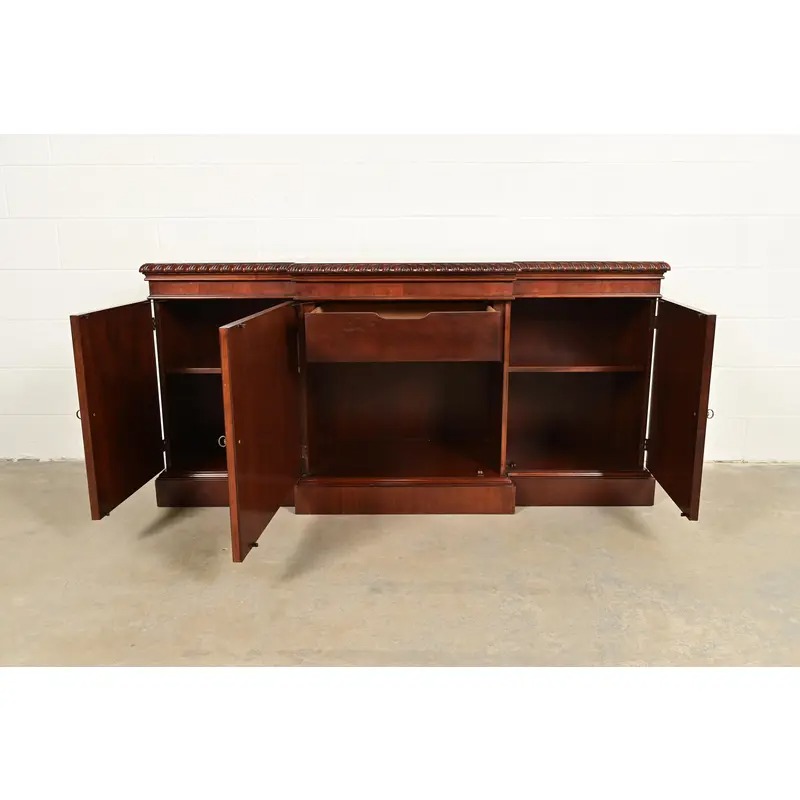 Baker Furniture Historic Charleston Georgian Flame Mahogany Breakfront Sideboard or Bar Cabinet - Image 5