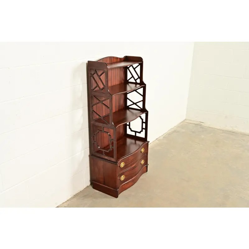 Baker Furniture Style Chinese Chippendale Carved Mahogany Étagère or Bookcase - Image 5