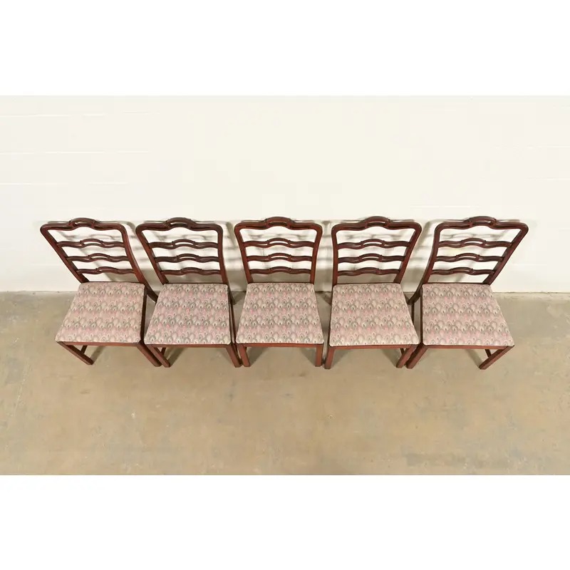 Baker Furniture Style Georgian Carved Mahogany Dining Chairs, Set of Five - Image 5