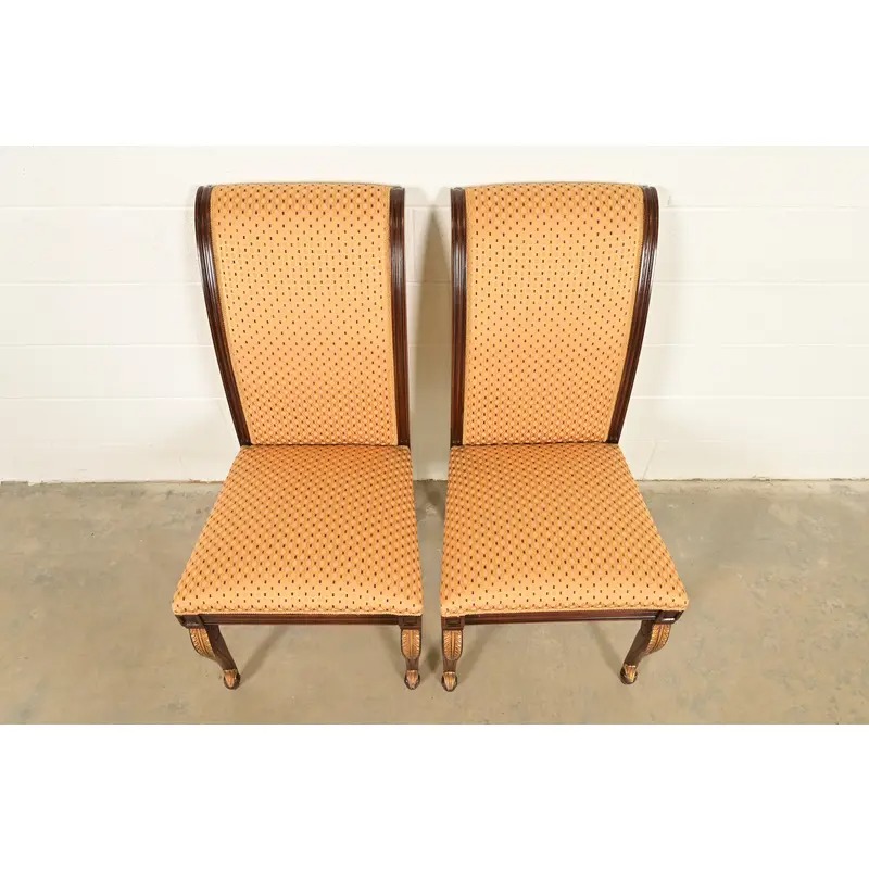 Baker Furniture Style Regency Carved Mahogany and Gold Gilt Side Chairs or Dining Chairs, Pair - Image 5