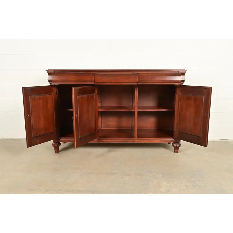 Ethan Allen British Colonial Carved Maple Sideboard Credenza or Bar Cabinet - Image 5