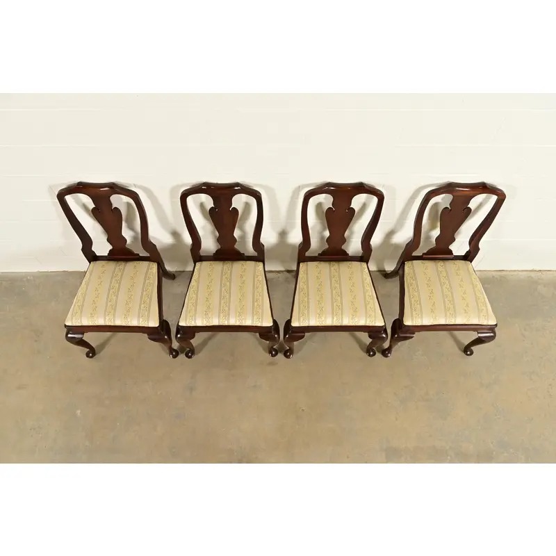 Henkel Harris Queen Anne Solid Mahogany Dining Chairs, Set of Four - Image 5
