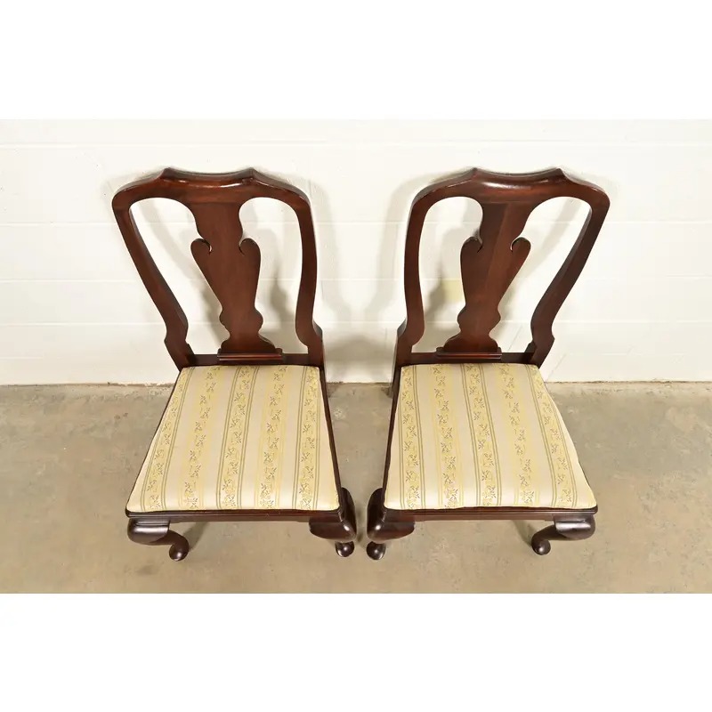 Henkel Harris Queen Anne Solid Mahogany Side Chairs or Dining Chairs, Pair - Image 5
