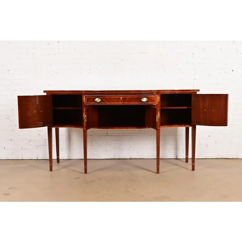 Kindel Furniture Federal Inlaid Flame Mahogany Bow Front Sideboard Credenza - Image 5