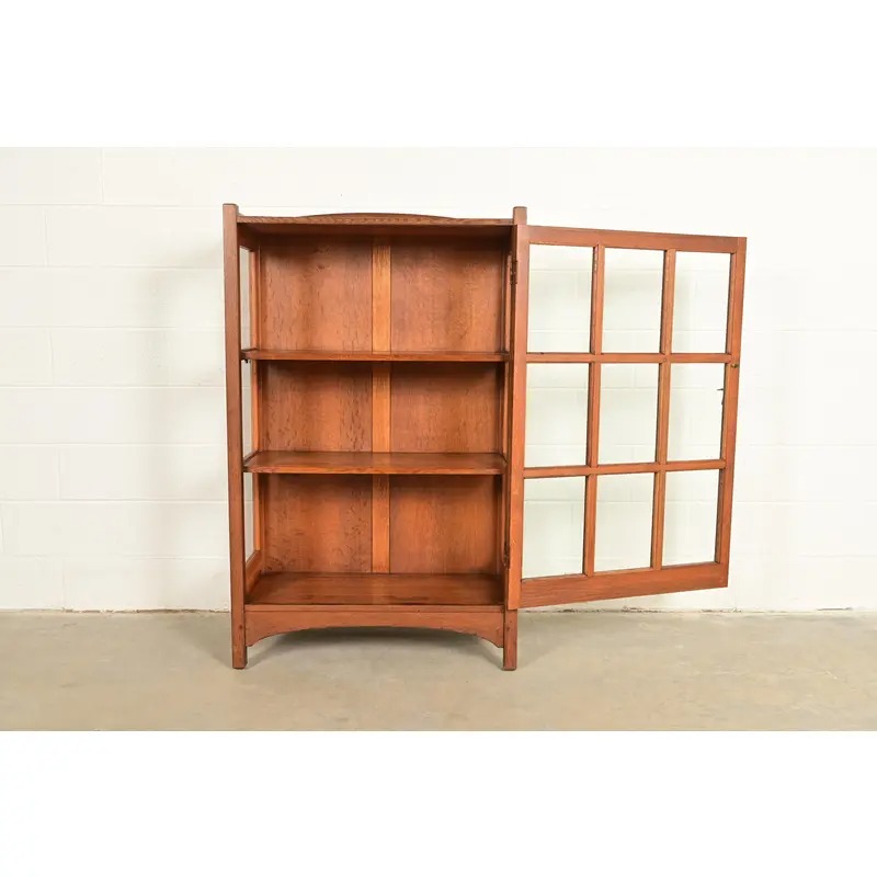 L. & J. G. Stickley Antique Mission Oak Arts and Crafts Bookcase Cabinet, Circa 1910 - Image 5