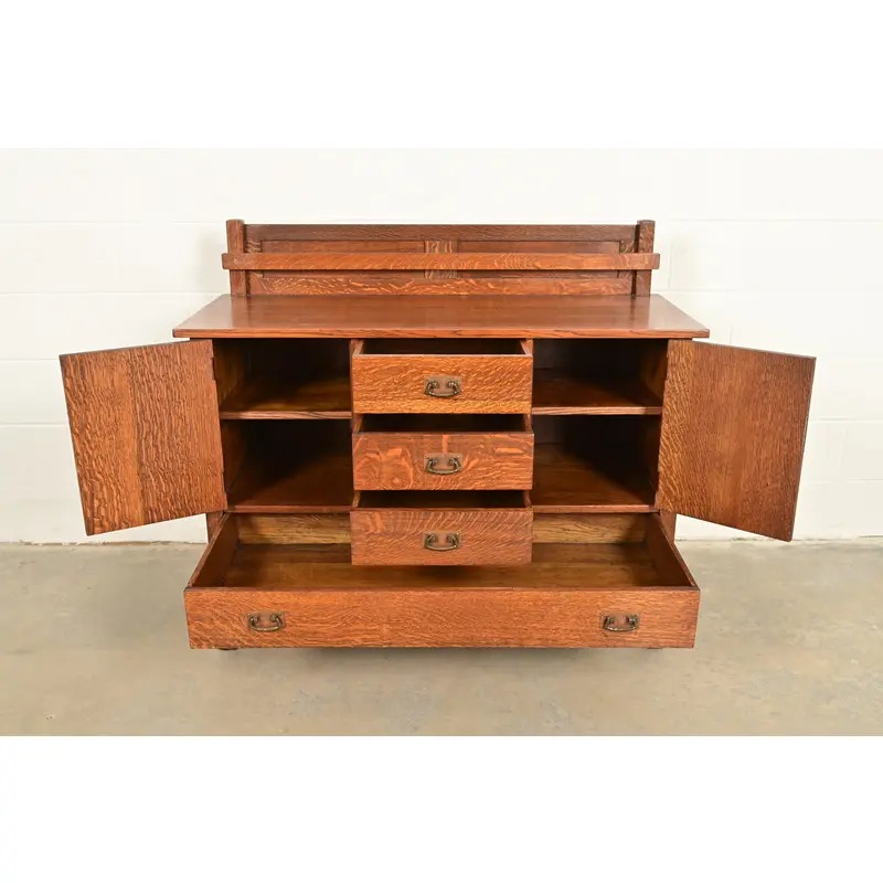 L. & J. G. Stickley Antique Mission Oak Arts & Crafts Sideboard or Bar Cabinet, Circa 1910 - Image 5