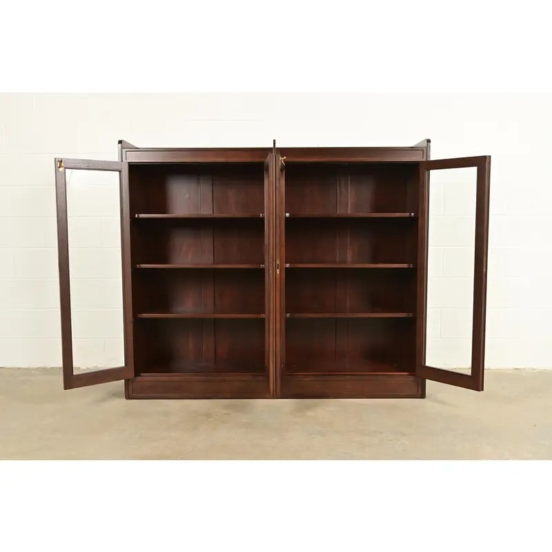 Limbert Style Antique Arts & Crafts Mahogany Double Bookcase Cabinet, Newly Refinished - Image 5