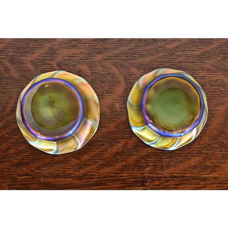 Louis Comfort Tiffany Favrile Iridescent Art Glass Salt Cellars, Pair - Image 5