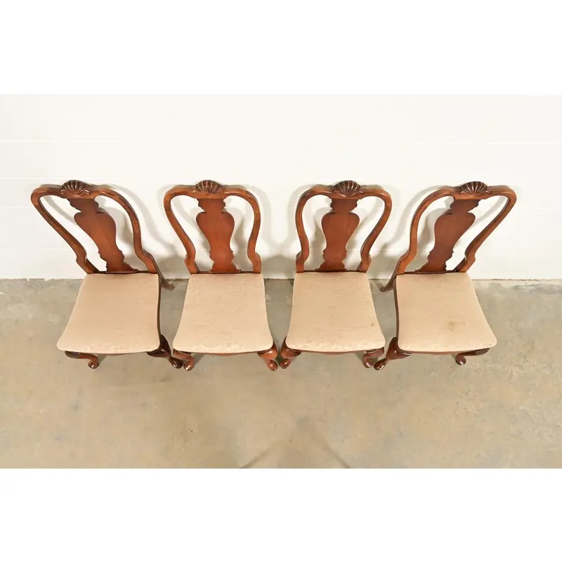 Queen Anne Solid Mahogany Dining Chairs by Stanley, Set of Four - Image 5