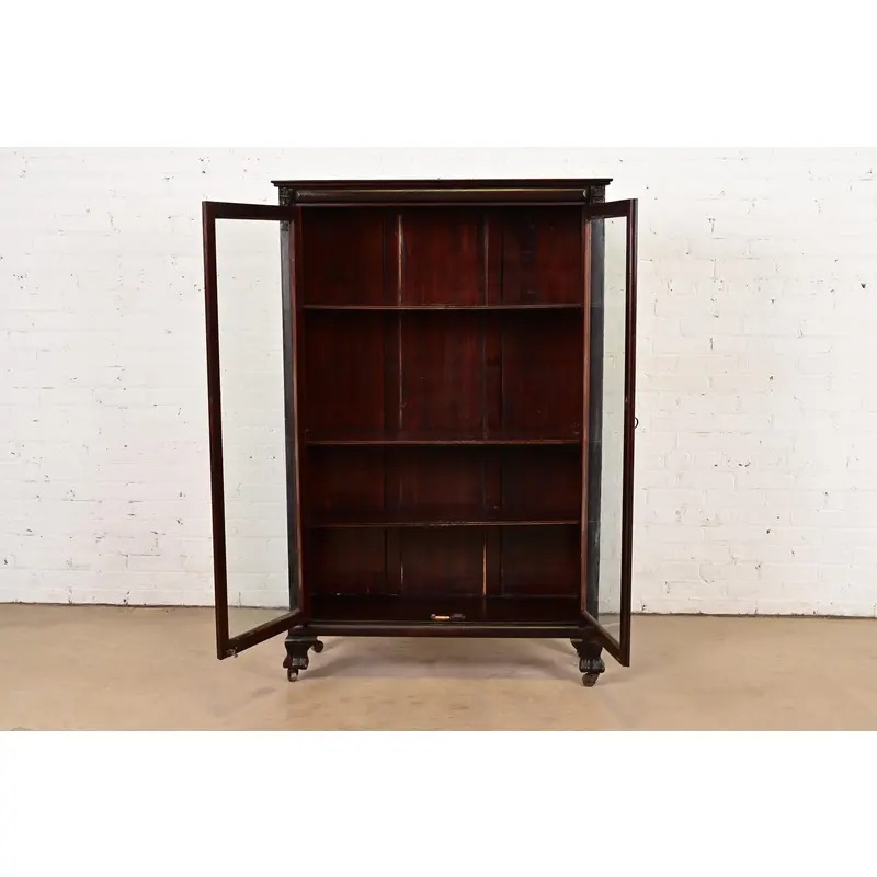 R. J. Horner Style American Empire Carved Mahogany Bookcase With Lion Heads, Circa 1890s - Image 5
