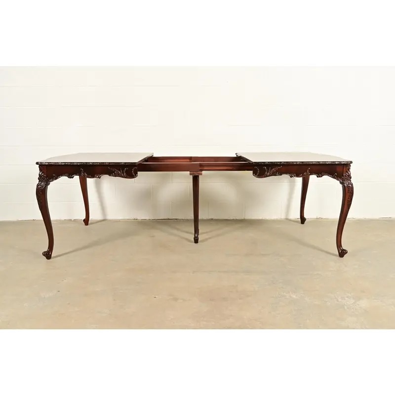 Romweber French Provincial Louis XV Mahogany Extension Dining Table, Newly Refinished - Image 5