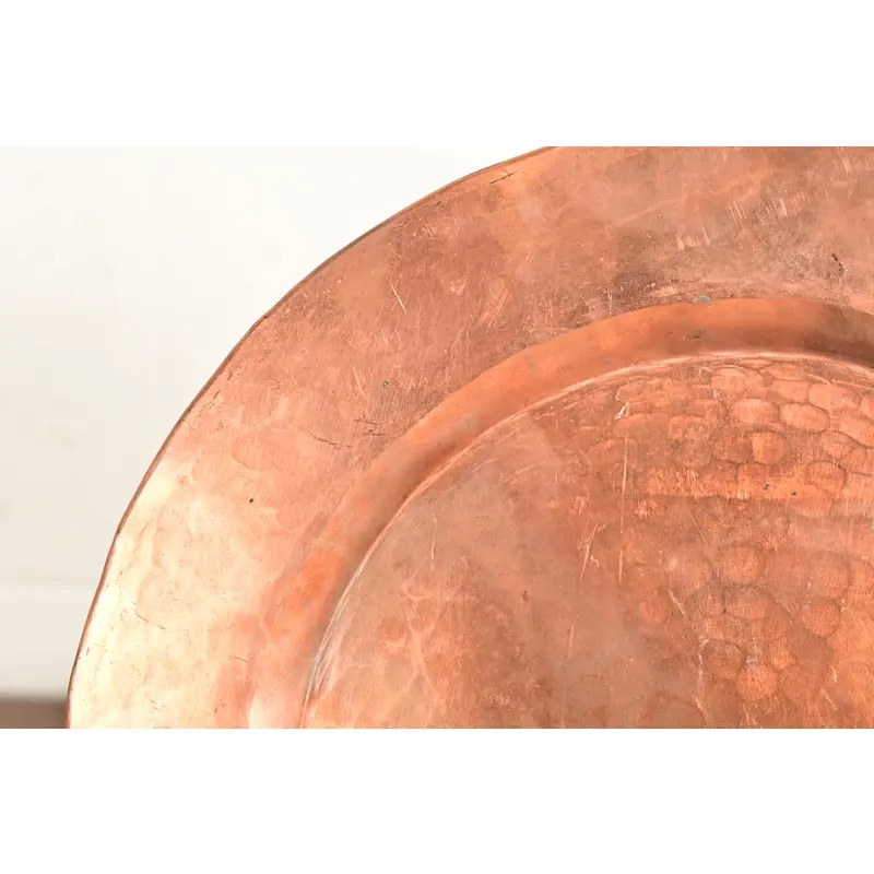 Roycroft Style Arts & Crafts Hammered Copper Charger Plate or Tray - Image 5