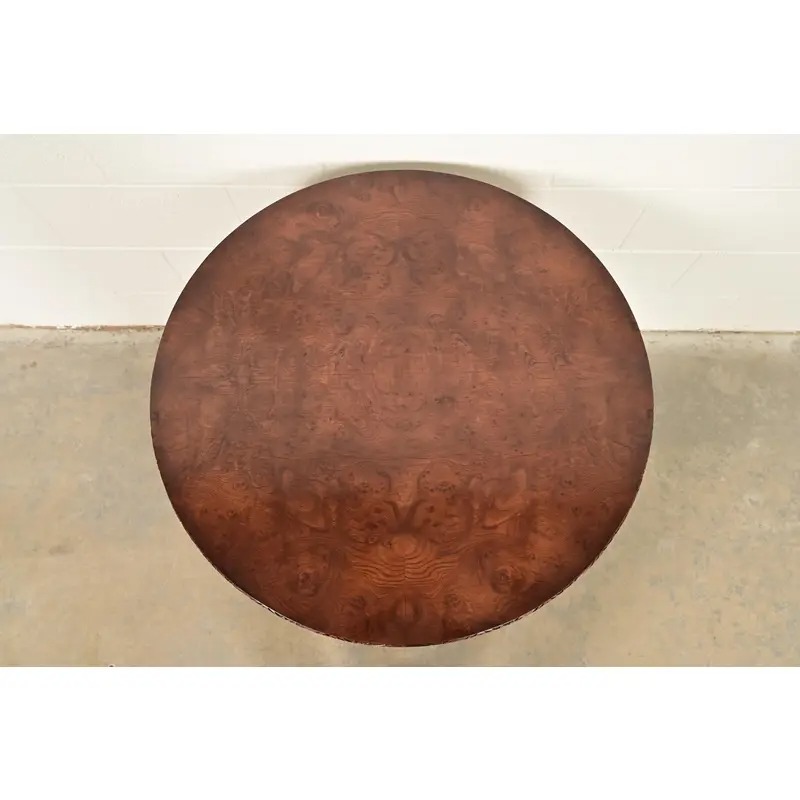 Smith & Watson Georgian Mahogany and Burl Wood Pedestal Tea Table - Image 5