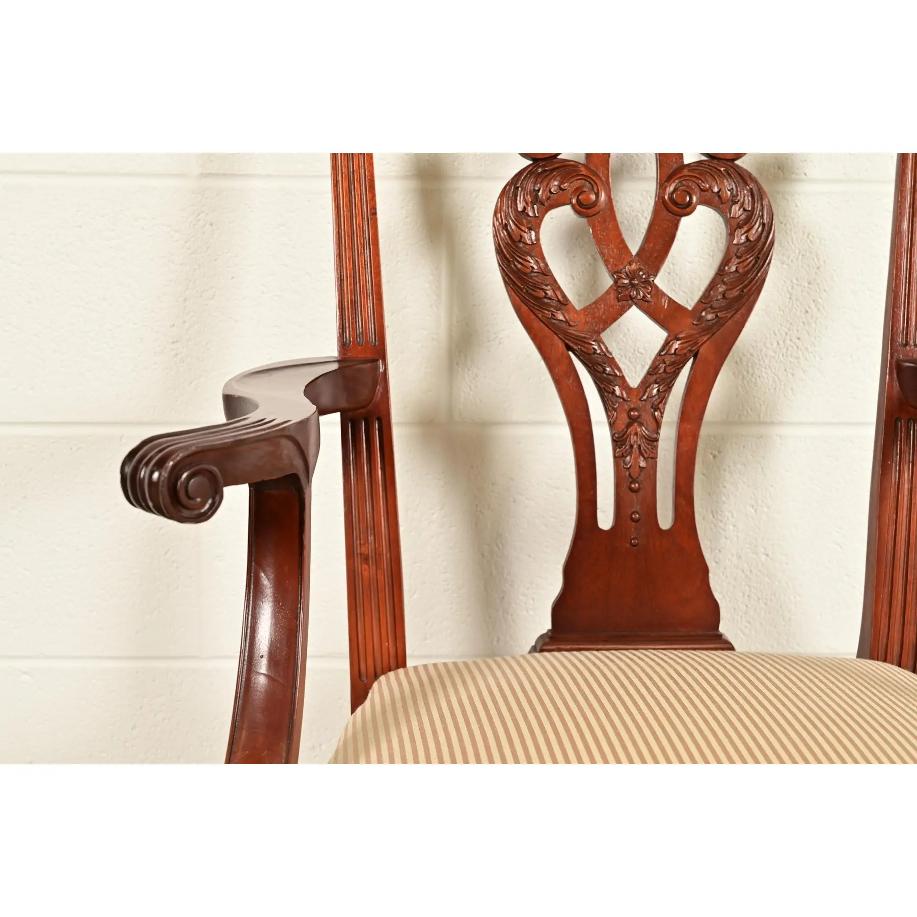 Baker Furniture Chippendale Carved Mahogany Dining Chairs, Set of Six - Image 9