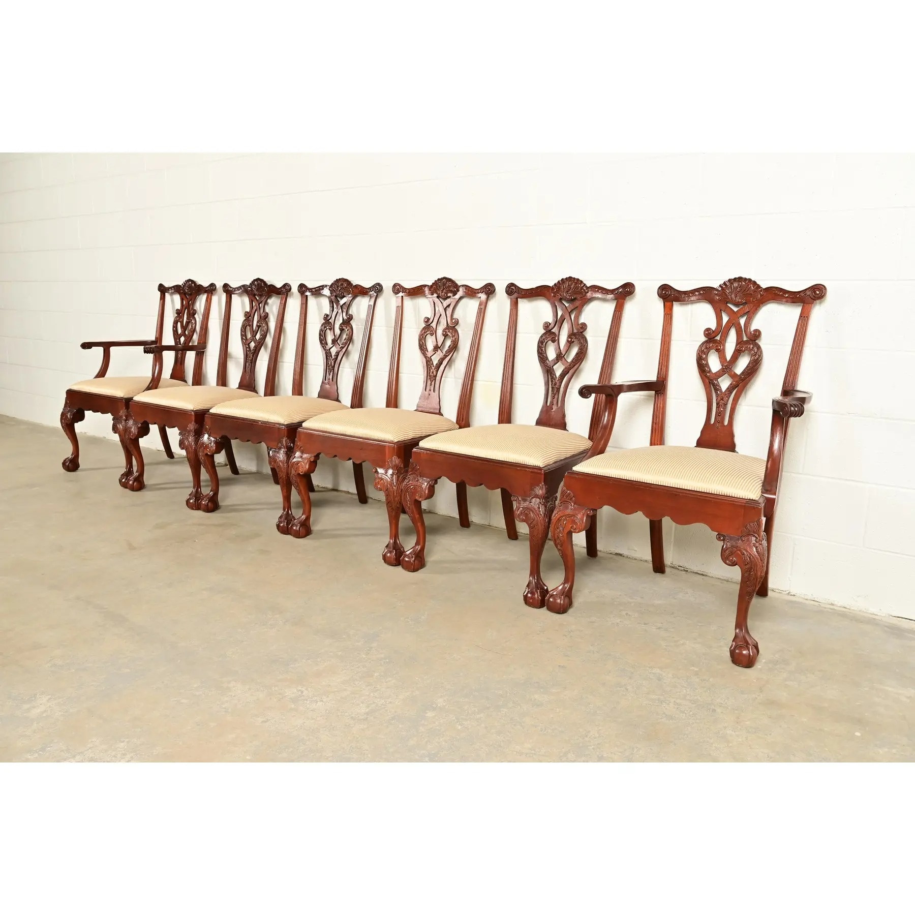 Baker Furniture Chippendale Carved Mahogany Side Chairs or Dining Chairs, Pair - Image 13
