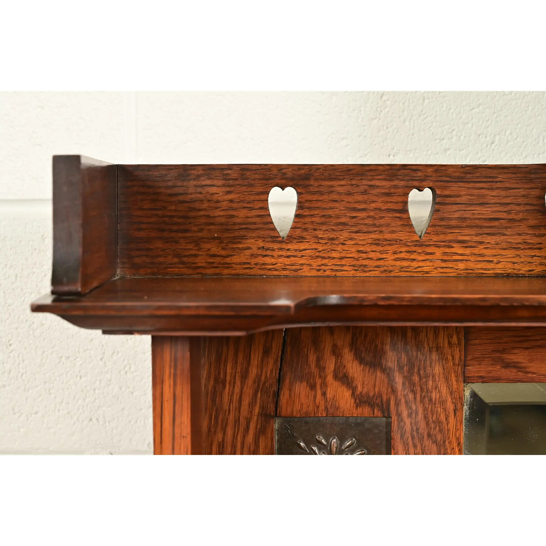 Liberty & Co. Antique English Arts & Crafts Oak Sideboard With Stained Glass Door, Circa 1900 - Image 8