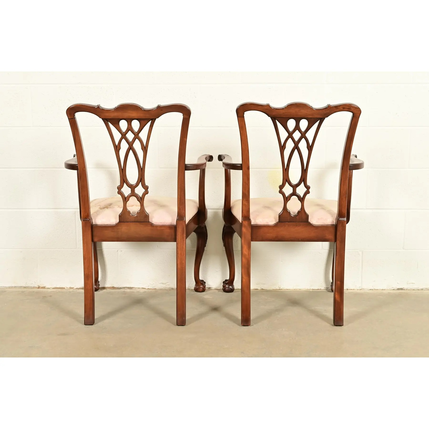 Baker Furniture Style Chippendale Carved Mahogany Armchairs, Pair - Image 13