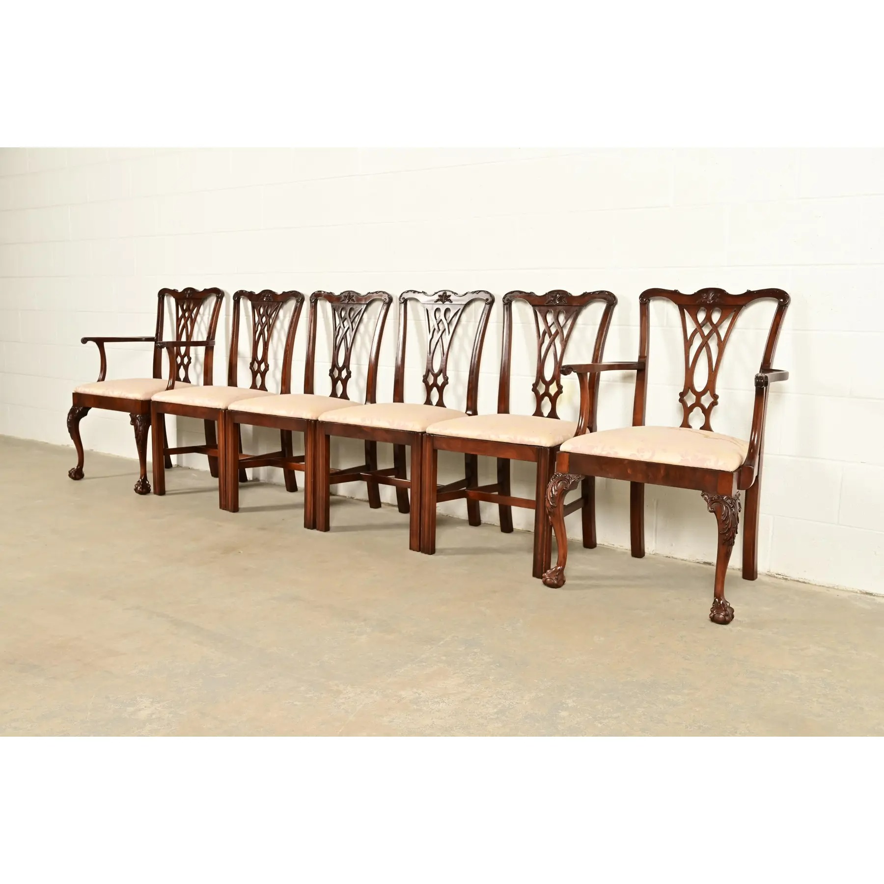 Baker Furniture Style Chippendale Carved Mahogany Armchairs, Pair - Image 14