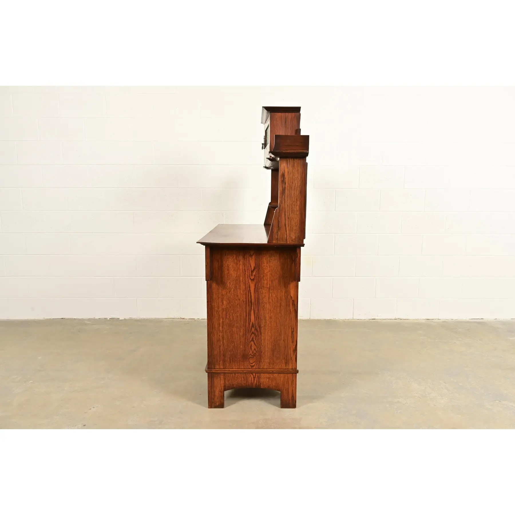 Liberty & Co. Antique English Arts & Crafts Oak Sideboard With Stained Glass Door, Circa 1900 - Image 14