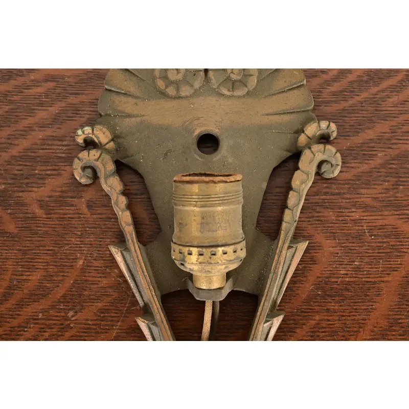 1930s Mid-West Art Deco Bronze Soleure Wall Sconces, Set of Four - Image 6