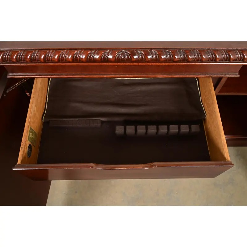 Baker Furniture Historic Charleston Georgian Flame Mahogany Breakfront Sideboard or Bar Cabinet - Image 6