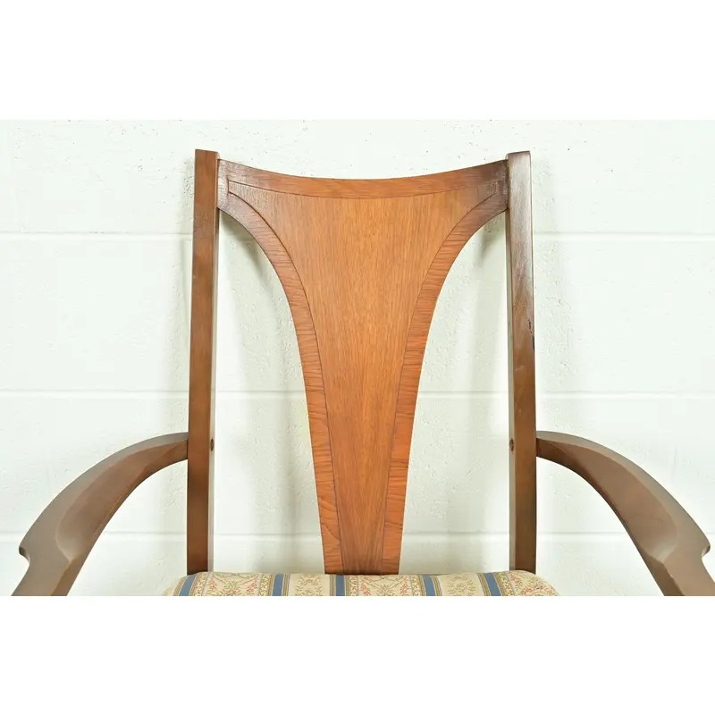 Broyhill Brasilia Mid-Century Modern Sculpted Walnut Armchairs, Pair - Image 6