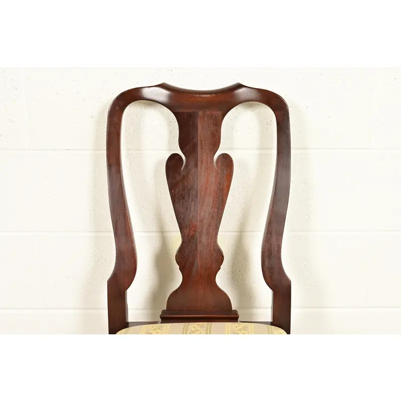 Henkel Harris Queen Anne Solid Mahogany Dining Chairs, Set of Four - Image 6