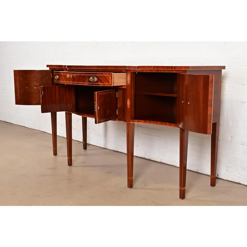 Kindel Furniture Federal Inlaid Flame Mahogany Bow Front Sideboard Credenza - Image 6